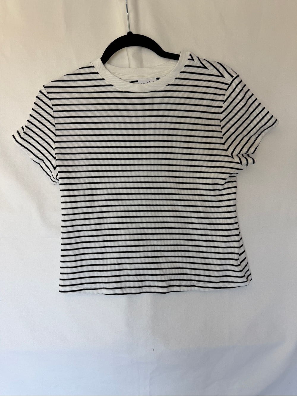 torrid Black & White Striped Short Sleeve Crew Tee